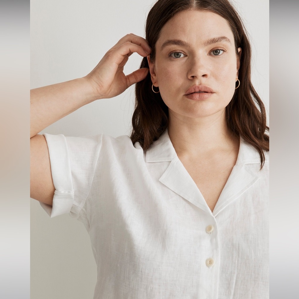 Madewell  1X Plus 100% Linen Resort Shirt white - Picture 4 of 7
